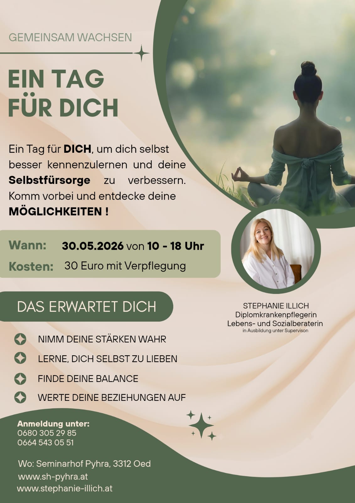 Flyer Ein Tag für dich mit der Leitung von Stephanie Illich
